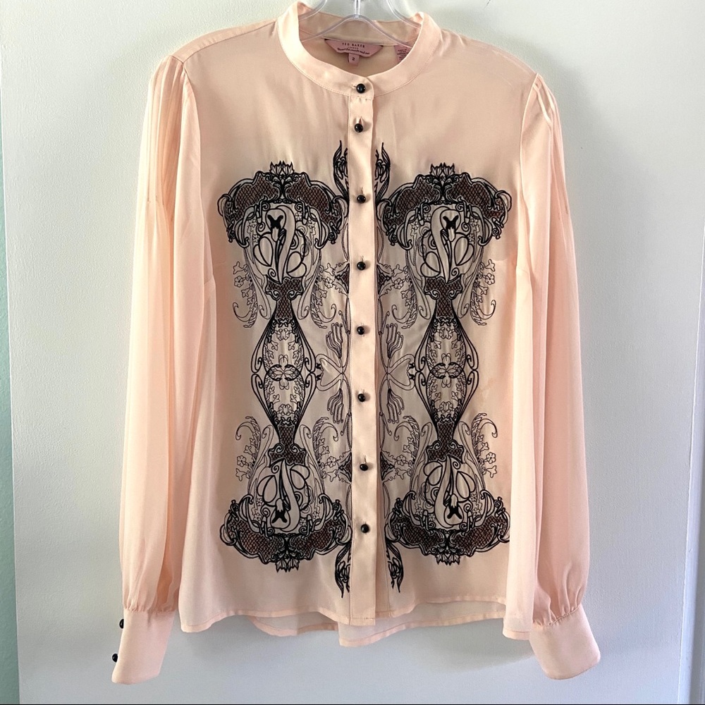 Ted Baker London Sheer Peacock Blouse